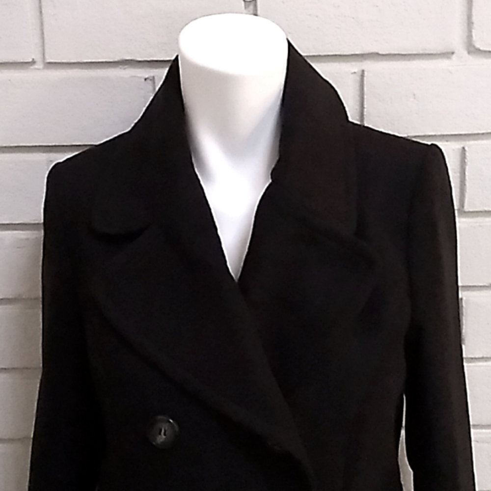 Maralyn & Me Black Lined Zip Detail Double Breasted Coat. Size Small - Picture 2 of 11
